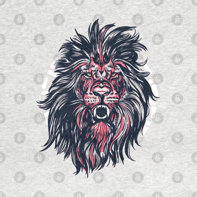 Lion portrait illustration tattoo style by jen28